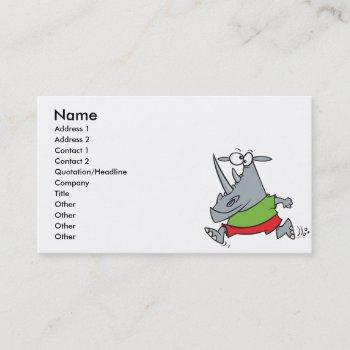 goofy running jogger rhino cartoon business card
