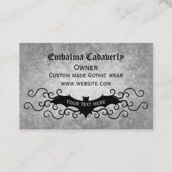 gothic victorian bat with swirls pretty business card