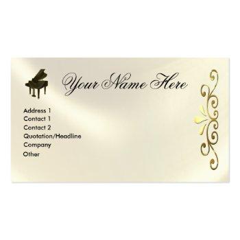 Small Grand Piano Keyboard Music Notes  And G-clef Business Card Front View