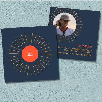 graphic sun hello  |  dating business cards