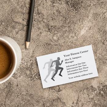 gray runner fitness business template business card