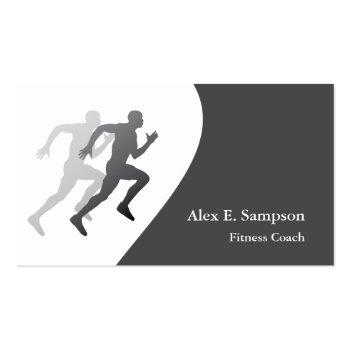 Small Gray Runner Fitness Coach Business Template Business Card Front View