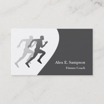 gray runner fitness coach business template business card