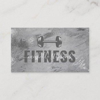 gray silver fitness trainer social media business card