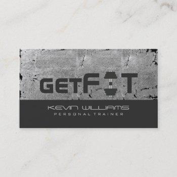 gray vintage grunge texture fitness trainer business card