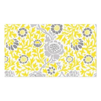 Small Gray & Yellow Retro Floral Damask Custom Photo Business Card Back View
