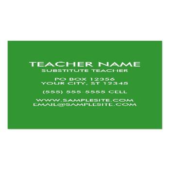 Small Green Apple Keep Calm And Teach On Business Card Back View