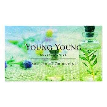Small Green Aromatherapy Health Essential Oils Business Card Front View