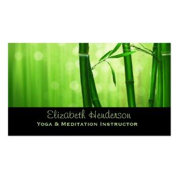 Small Green Bamboo With Pale Bokeh Lights In The Back Business Card Front View