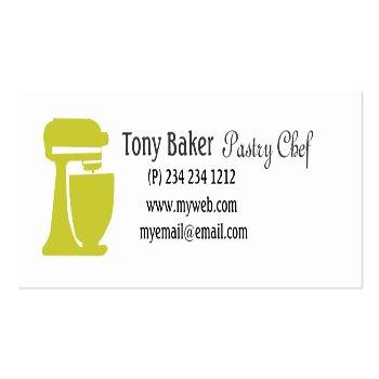 Small Green Beater Bakery Pastry Chef Mini Business Card Front View
