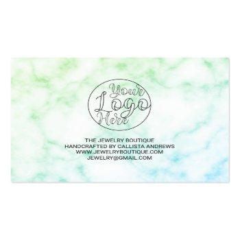 Small Green Blue Tie-dye Marble Customer Thank You Business Card Back View