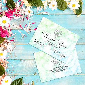green blue tie-dye marble customer thank you business card