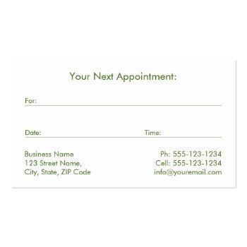 Small Green Canvas Golden Frame, Hands Massage Therapy Appointment Card Back View