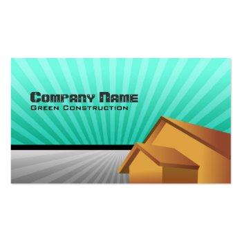 Small Green Construction Business Cards Front View