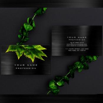 green economy fern organic burgundy metallic black business card