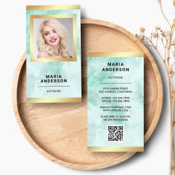 green marble gold model actress qr code photo business card