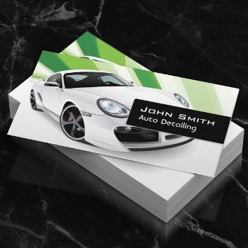 green mobile auto detailing car dealer business card