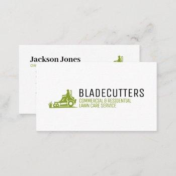 green on white lawn care + mowing business cards