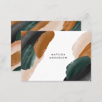 green terracotta abstract watercolor modern unique business card