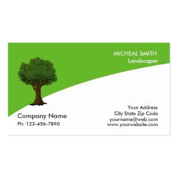 Small Green Tree Garden Lawn Care And Landscape Business Card Front View