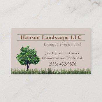 green tree landscaping yard tree service business card