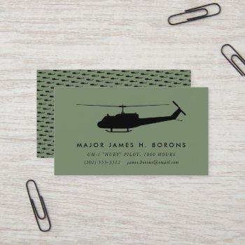 green uh-1 huey pilot business card with pattern