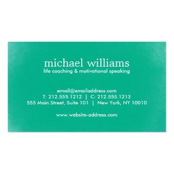 Small Green Watercolor Tree Life Coach, Counselors Business Card Back View