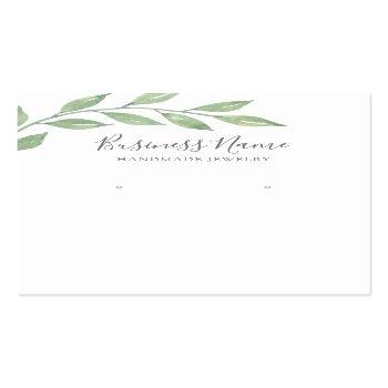Small Greenery Calligraphy Earring Jewelry Display Business Card Front View
