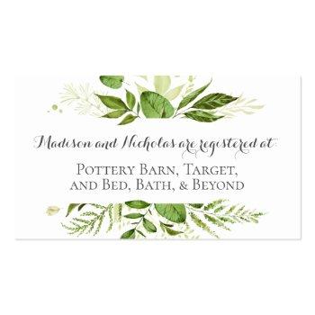 Small Greenwedding Registry Insert Cards Rustic Greenery Front View