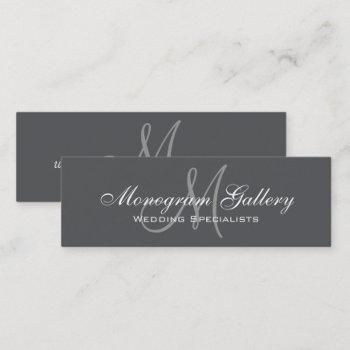 grey monogram simple customizable mini business card