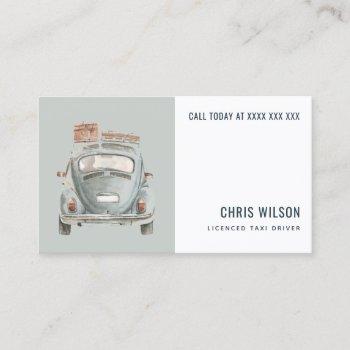 grey watercolor taxi hiring cab driver service business card