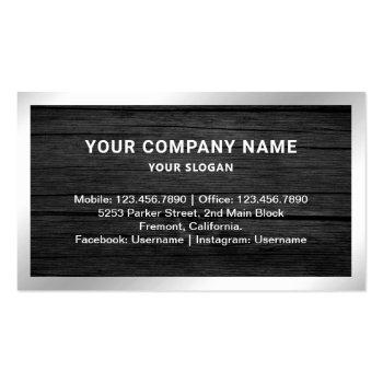 Small Grey Wood Silver Foil Real Estate Photo Realtor Business Card Back View