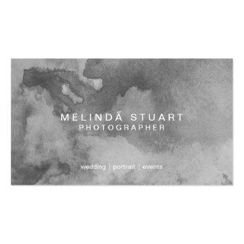 Small Grunge Grey Watercolor Business Card Front View