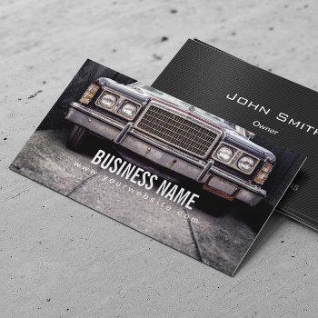 Small Grunge & Rusted Old Car Automotive Repair Business Card Front View