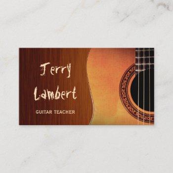 guitarist guitar player teacher stylish wood look business card