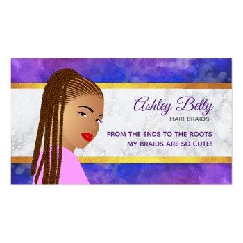 Small Hair Braider Slogans Business Cards Front View