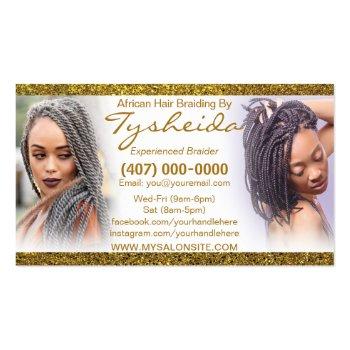 Small Hair Braiding Loctician Business Card Template Front View