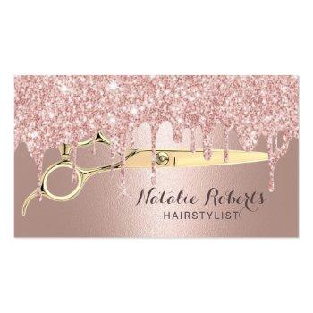 Small Hair Salon Rose Gold Glitter Drips Appointment Front View