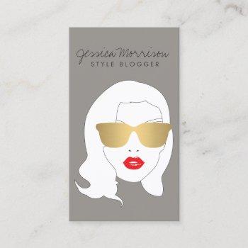 hair salon, style blogger, beauty girl on gray business card