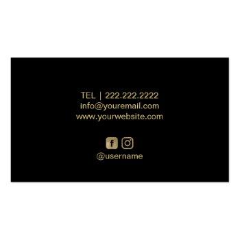 Small Hair Stylist Black & Gold Floral Beauty Salon Business Card Back View
