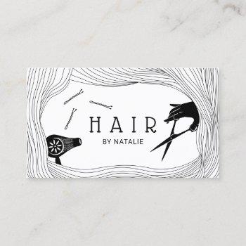 hair stylist cute hand drawn hair frame salon business card
