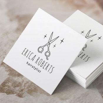 hair stylist cute scissor minimalist beauty salon square business card