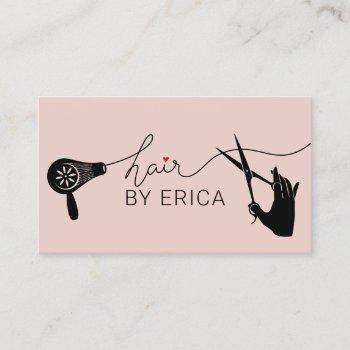 hair stylist cute typography blush pink salon business card