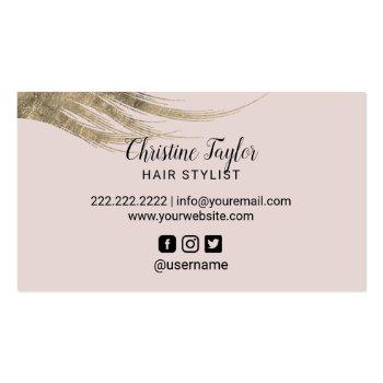 Small Hair Stylist Gold Typography Beauty Salon Business Card Back View