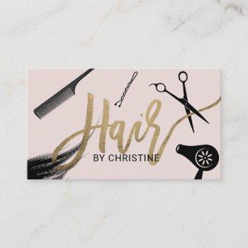 hair stylist gold typography beauty salon business card
