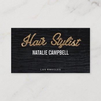 hair stylist | gold / velvet business card