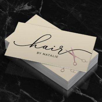 hair stylist ivory scissor typography beauty salon business card