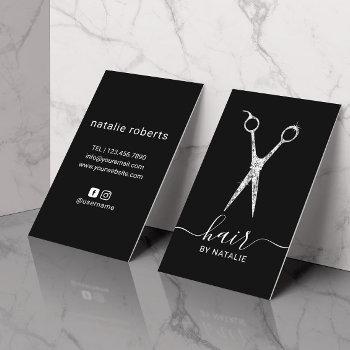hair stylist luxury diamond scissor beauty salon business card