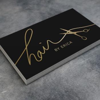 hair stylist minimalist black & gold typography business card