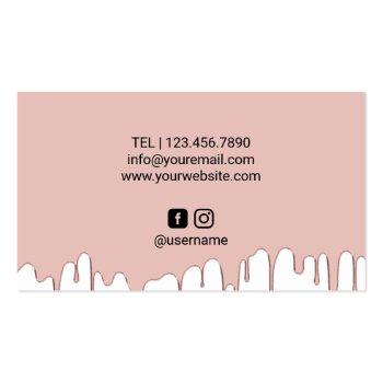 Small Hair Stylist Rose Gold Dripping Gold Scissor Salon Business Card Back View